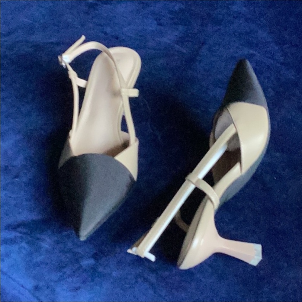 Elegant Black and Tan Women's Slingback Heels